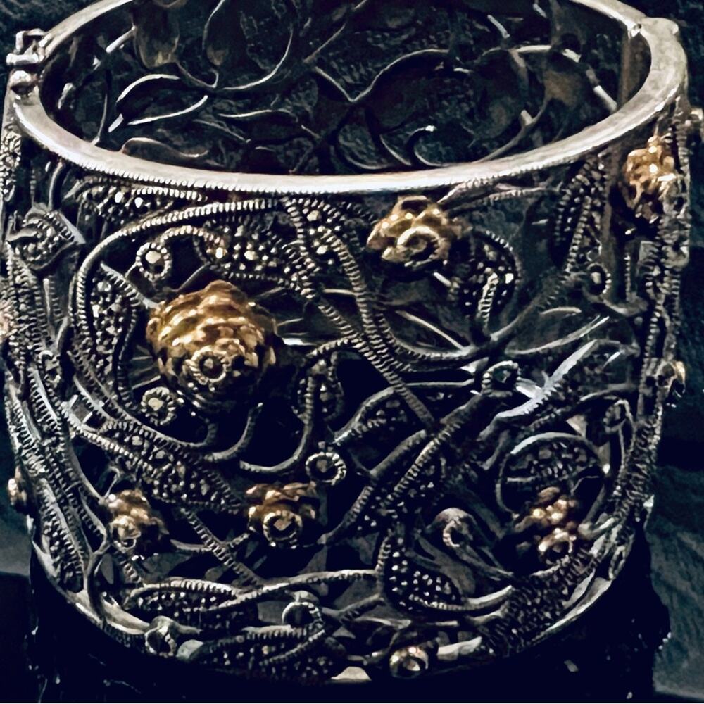 Judith Jack 90g Museum Piece- Sterling and 14kg Rose Cuff- one of a kind Elite
